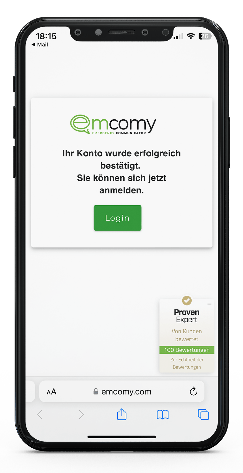 Die Registrierungsbestätigung