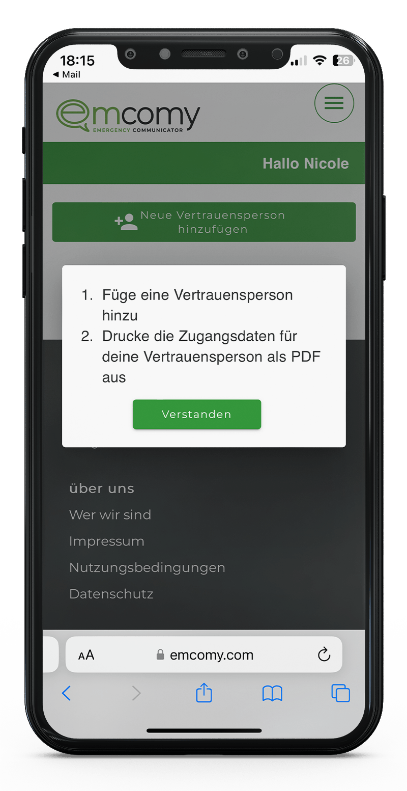 Das Anlegen der Vertrauensperson